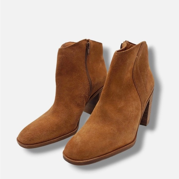 Lucky Brand Pinkton Bootie Brown Suede Ankle Zipper Sz 10M - Picture 1 of 8